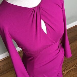 NWT Cache Magenta Long Sleeve Midi Dress M